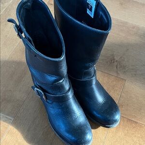 Frye Black Leather Combat Boots